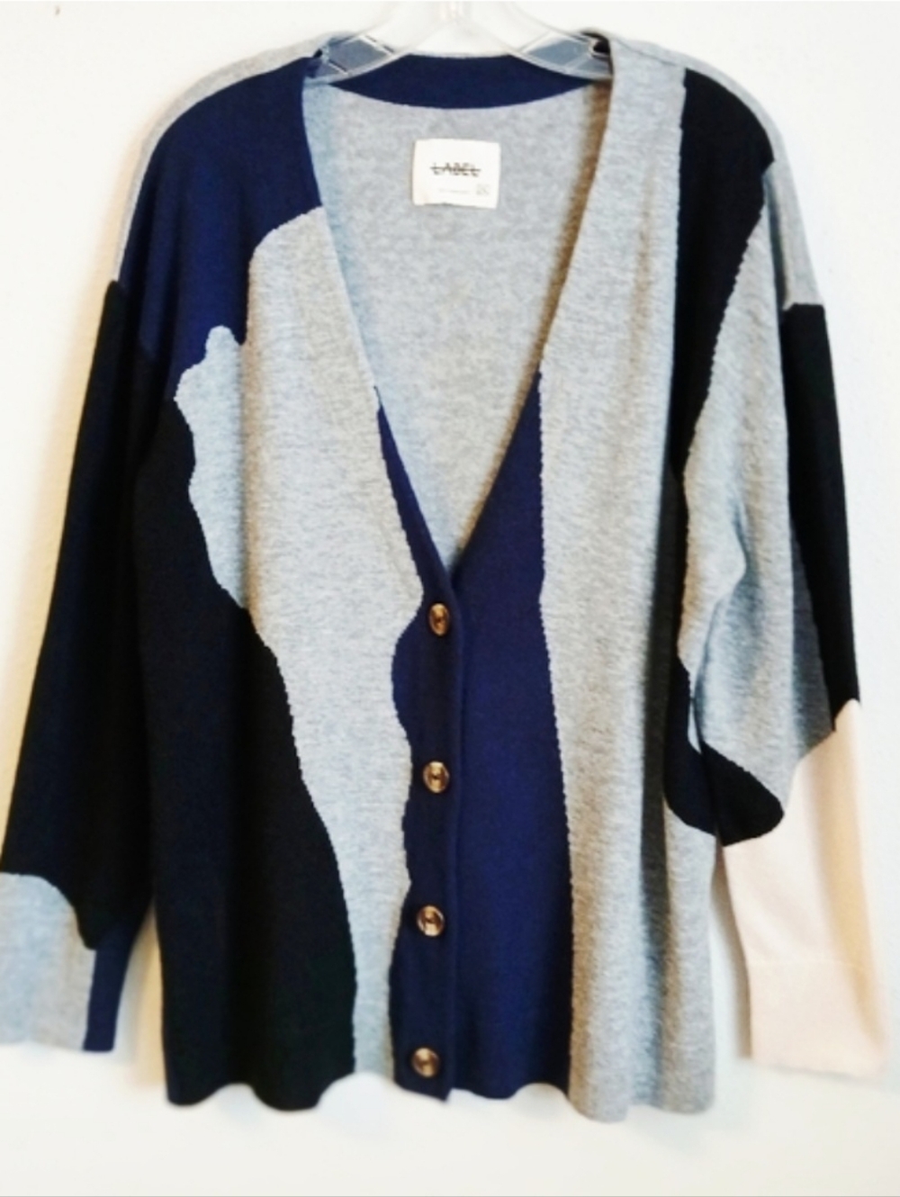Colorblock Merino / Cashmere Cardigan Longsleeve Size 2XL Artsy Grandpacore